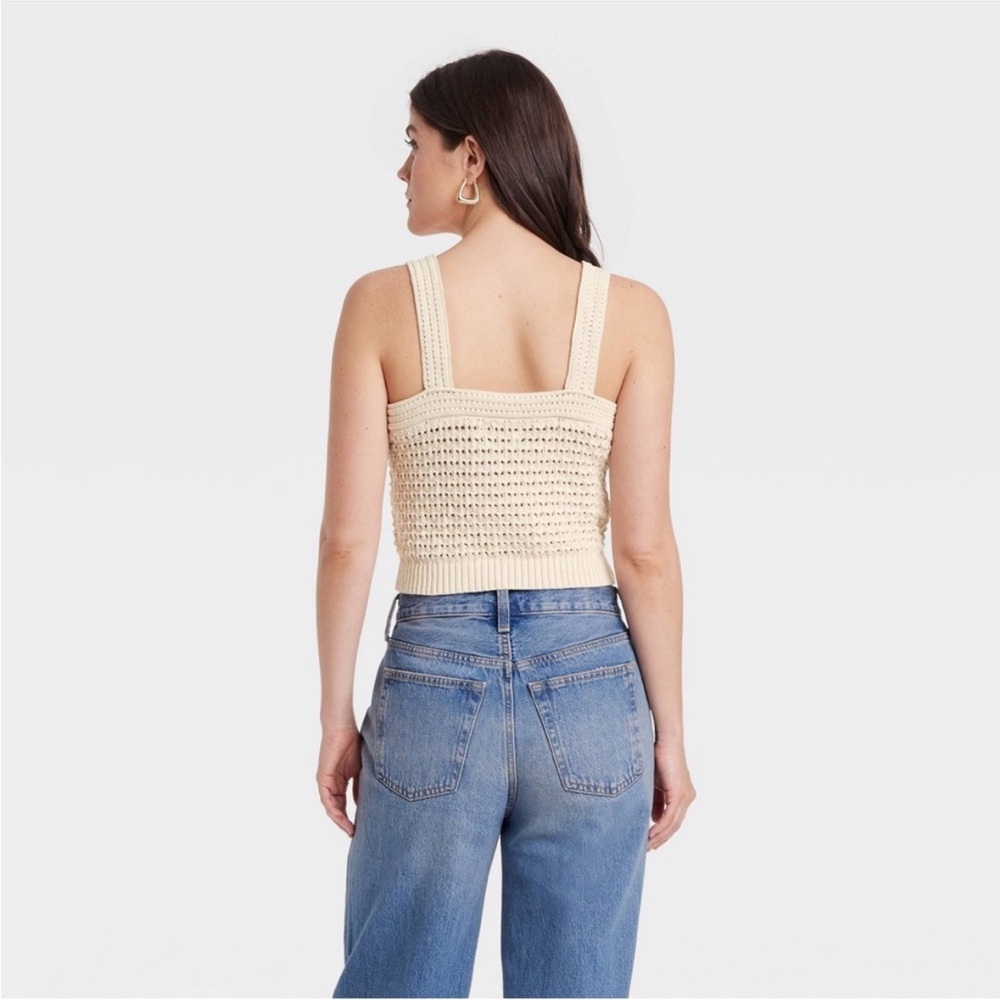 Universal Thread Cream Crochet Ribbed Tank Top - Picture 2 of 8